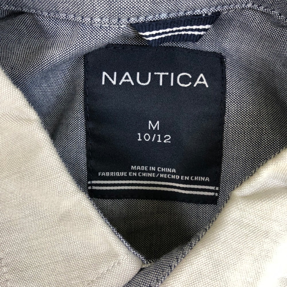 NWT Nautica Classic Blue Boy's Oxford Shirt Size M - Picture 2 of 4